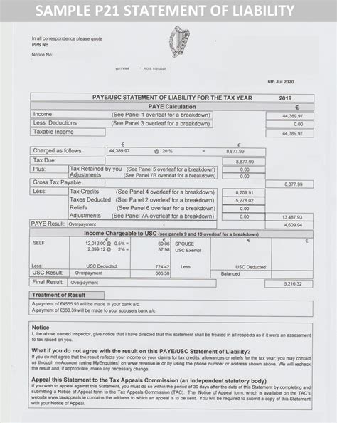 p21 tax form|Statement of Liability .